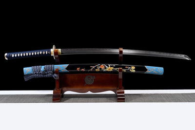 Ame Hana 雨花 Katana, Damascus Steel with Hamon – view 1