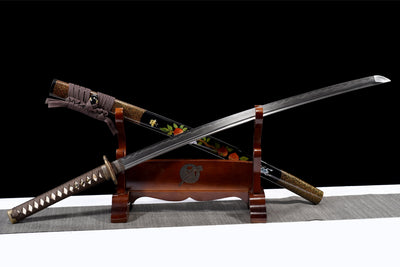Kiku Hana 菊花 Katana – Damascus Steel, Floral Saya – view 3