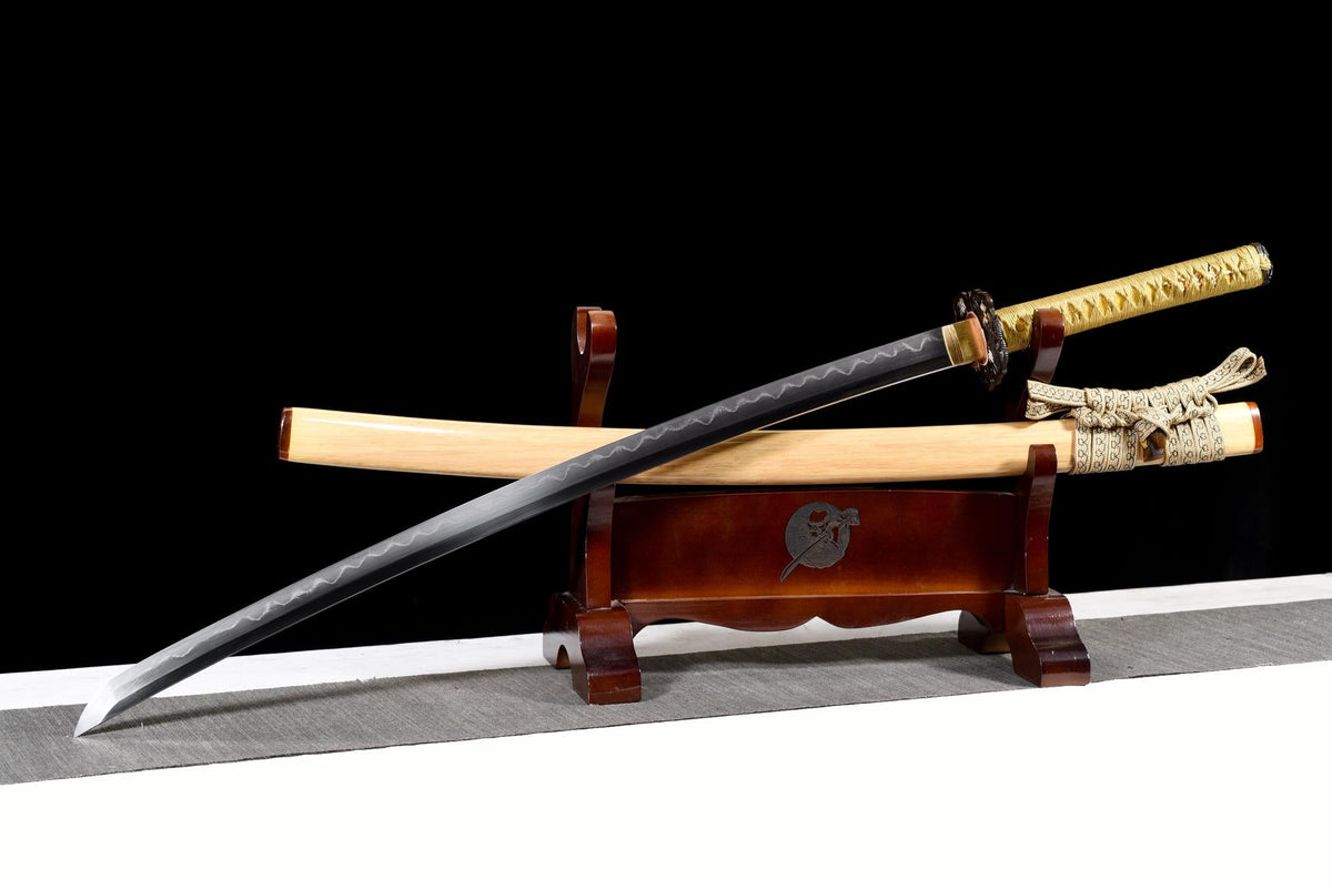 Kintsurugi 金鶴刀 Katana – San-Mai Damascus, Golden Crane – view 4