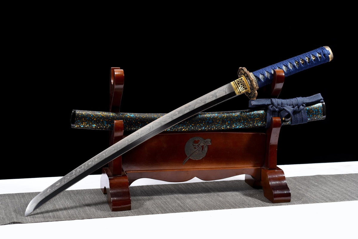 Seiryū Wakizashi 青龍 – T10 Steel, Dragon Fittings, Starry Saya – view 9