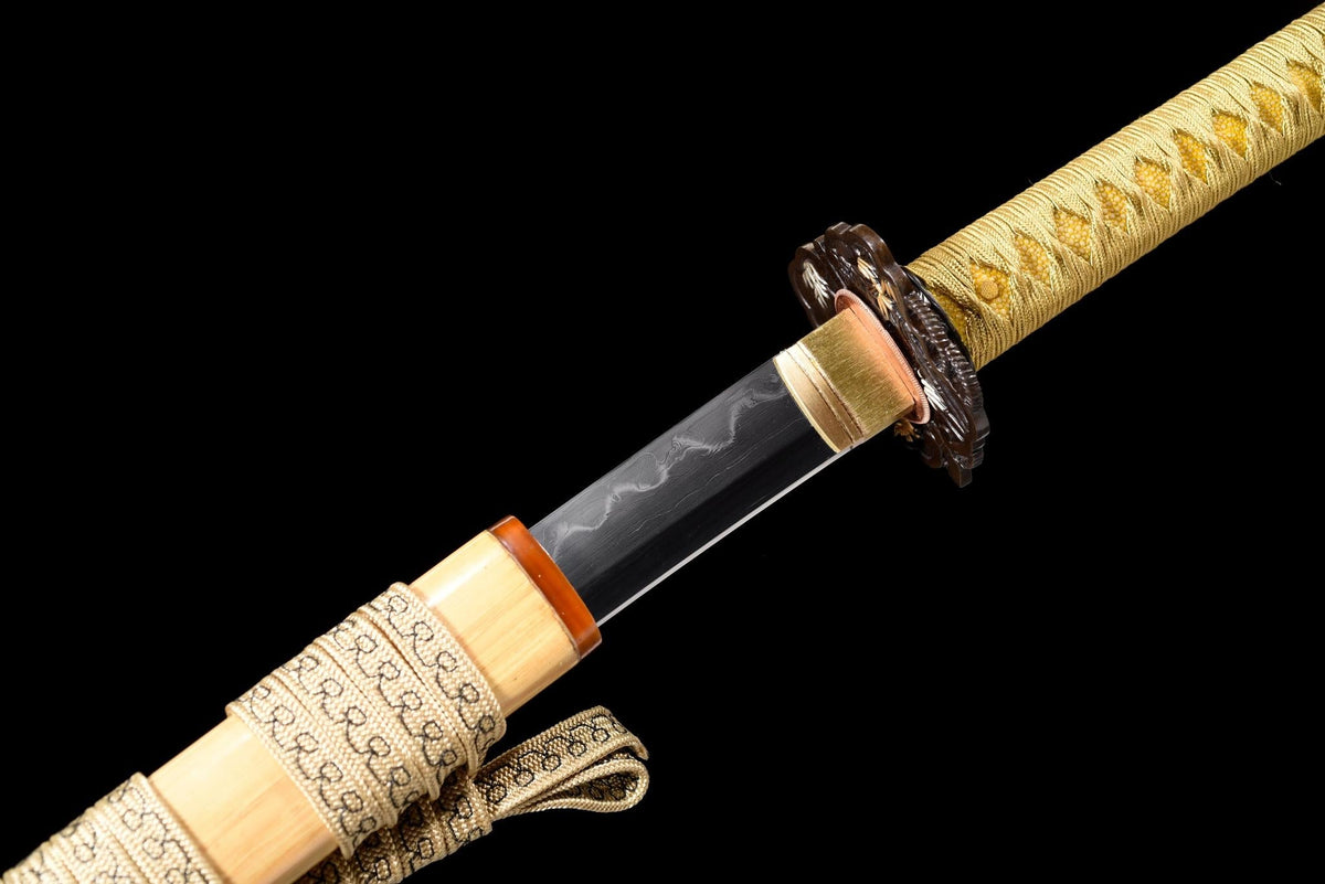 Kintsurugi 金鶴刀 Katana – San-Mai Damascus, Golden Crane – view 10