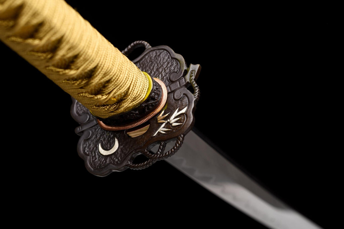 Kintsurugi 金鶴刀 Katana – San-Mai Damascus, Golden Crane – view 11