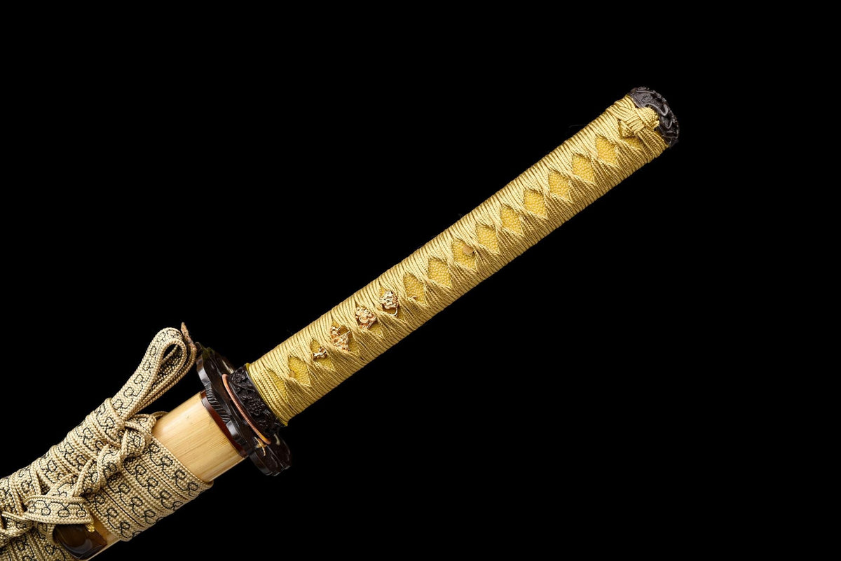 Kintsurugi 金鶴刀 Katana – San-Mai Damascus, Golden Crane – view 15