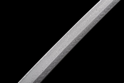 Suirantō 翠嵐刀 Katana — Damascus Steel, Jade Green Ito – view 6