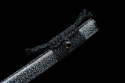 Suirantō 翠嵐刀 Katana — Damascus Steel, Jade Green Ito – view 10