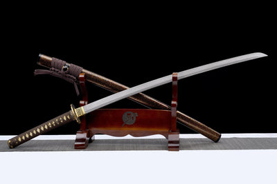Kōyō Katana 紅葉 – Damascus Steel, Autumn-toned Saya – view 1