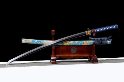 Ryu no Kiba 龍の牙 Katana – Fang of the Dragon, Blue & Gold Saya – view 4