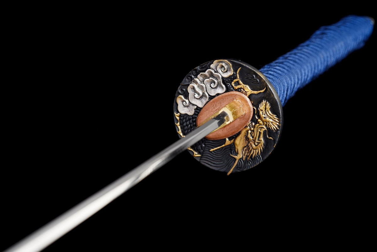 Ryu no Kiba 龍の牙 Katana – Fang of the Dragon, Blue & Gold Saya – view 9