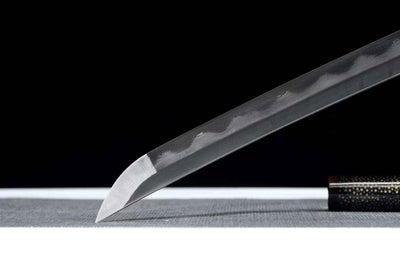 Yami Katana 闇 – Damascus Steel with Hamon, Carved Brass Tsuba – view 7