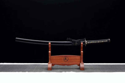 Tsuyo 強 Katana – T10 Carbon Steel, Black Saya, Brass Tsuba – view 4