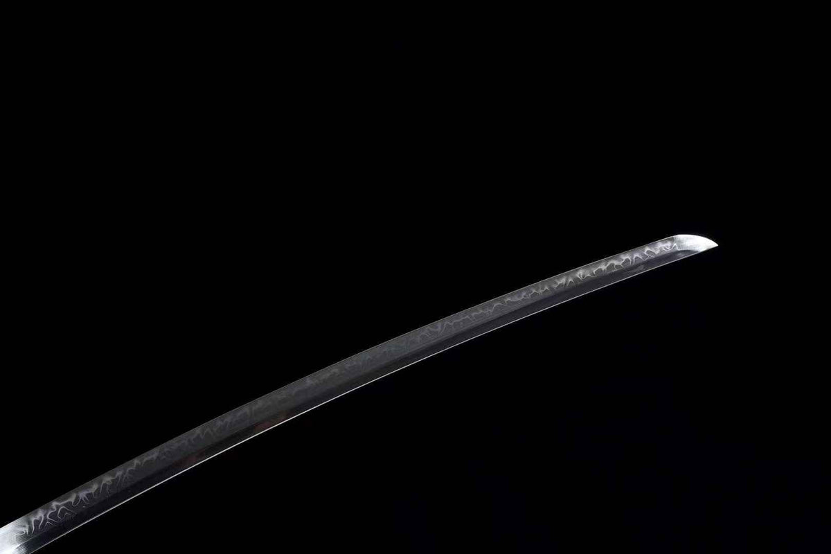 Tsuyo 強 Katana – T10 Carbon Steel, Black Saya, Brass Tsuba – view 9