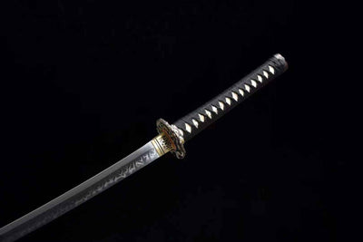 Tsuyo 強 Katana – T10 Carbon Steel, Black Saya, Brass Tsuba – view 10