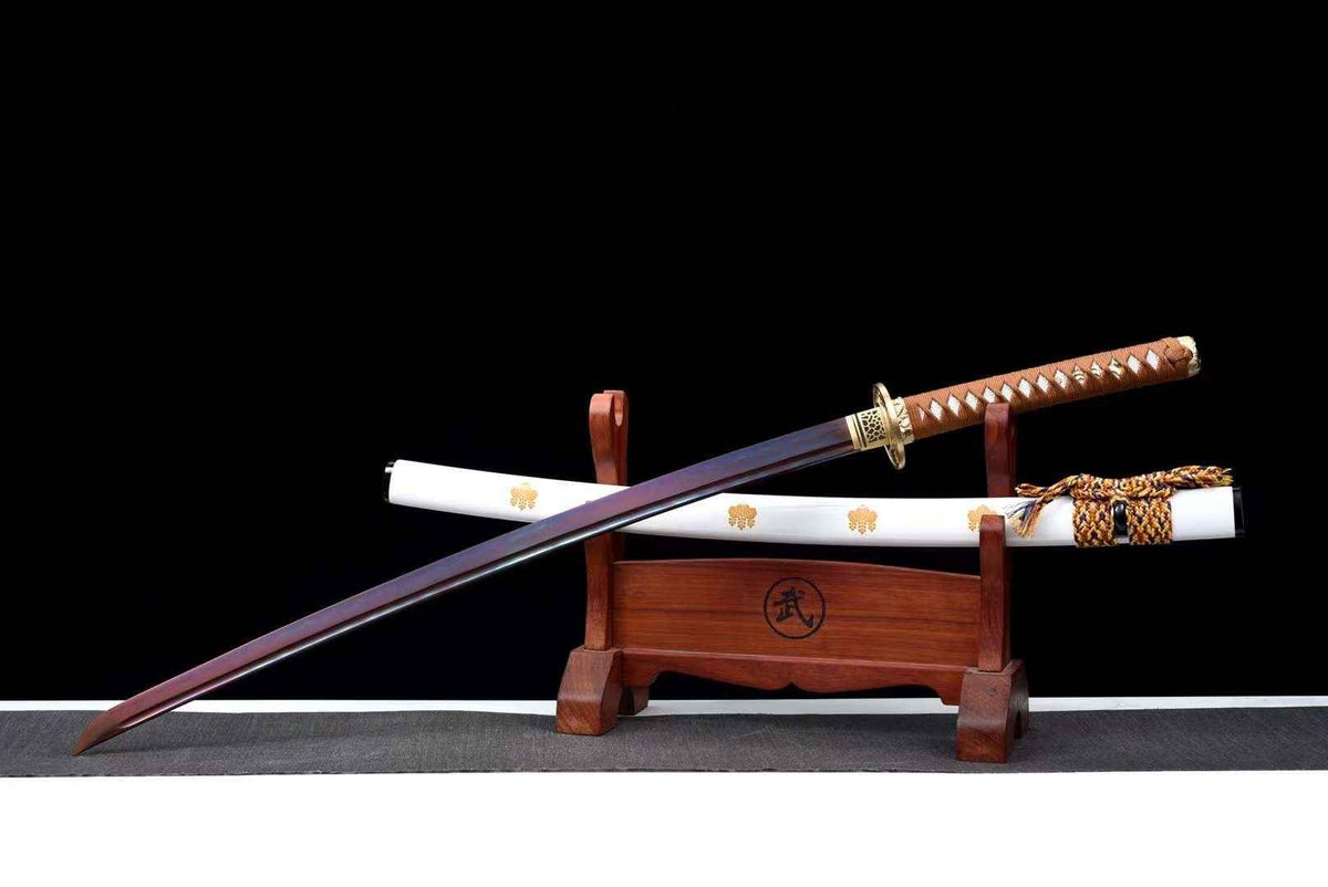 Heiwa 平和 Katana — Purple T10 Blade, White Floral Saya – view 5