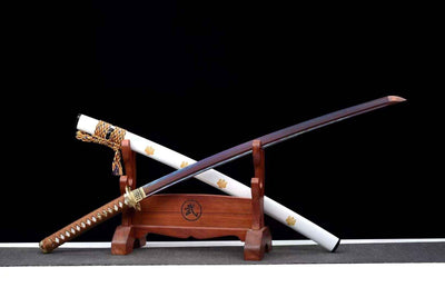 Heiwa 平和 Katana — Purple T10 Blade, White Floral Saya – view 1