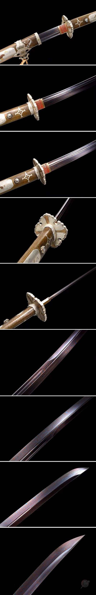 Hasunohana 蓮の花 Katana – Reddish Damascus Blade, Copper Saya – view 6