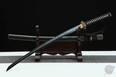 Sakana 魚 Katana, Damascus Steel, Iron-Brass Tsuba – view 2