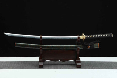 Sakana 魚 Katana, Damascus Steel, Iron-Brass Tsuba – view 1