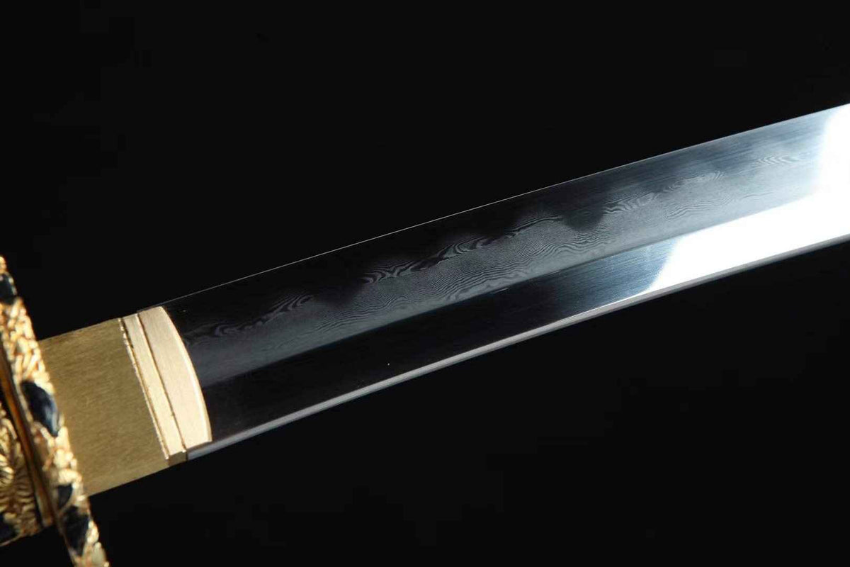 Sakana 魚 Katana, Damascus Steel, Iron-Brass Tsuba – view 9