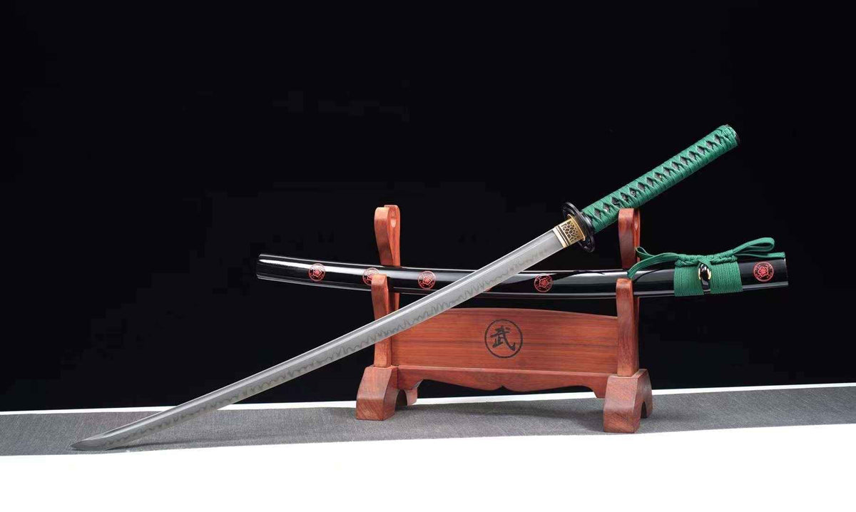 Nozomu 望む Katana — T10 Steel with Bo-hi, Floral Saya – view 1