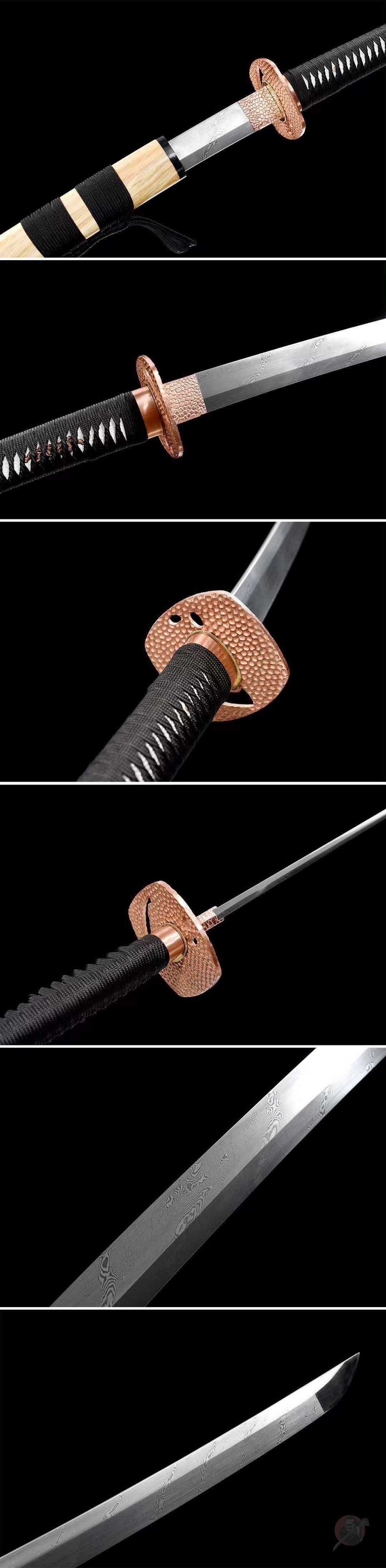 Shiroi ki 白い木 Katana – Damascus Steel – view 10