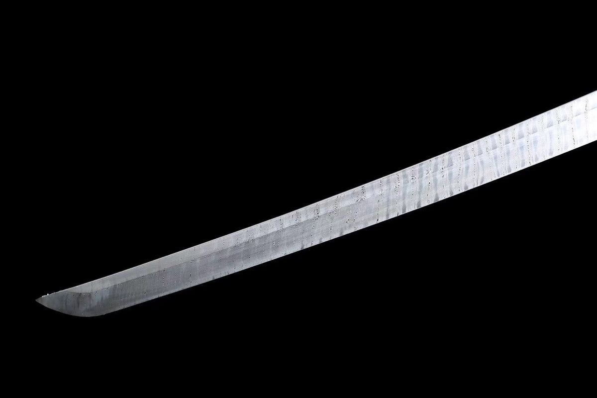 Chinmoku 沈黙 Katana – Damascus Steel, Square Tsuba – view 8