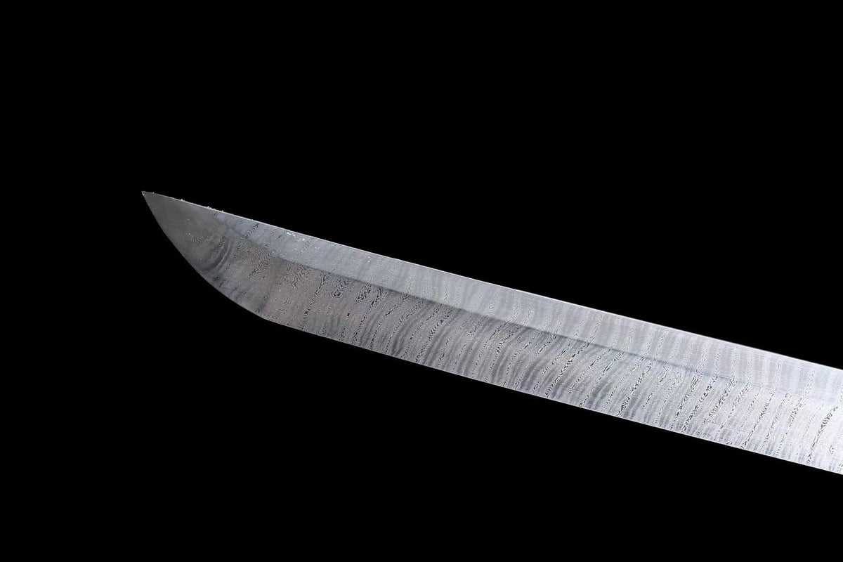 Chinmoku 沈黙 Katana – Damascus Steel, Square Tsuba – view 9