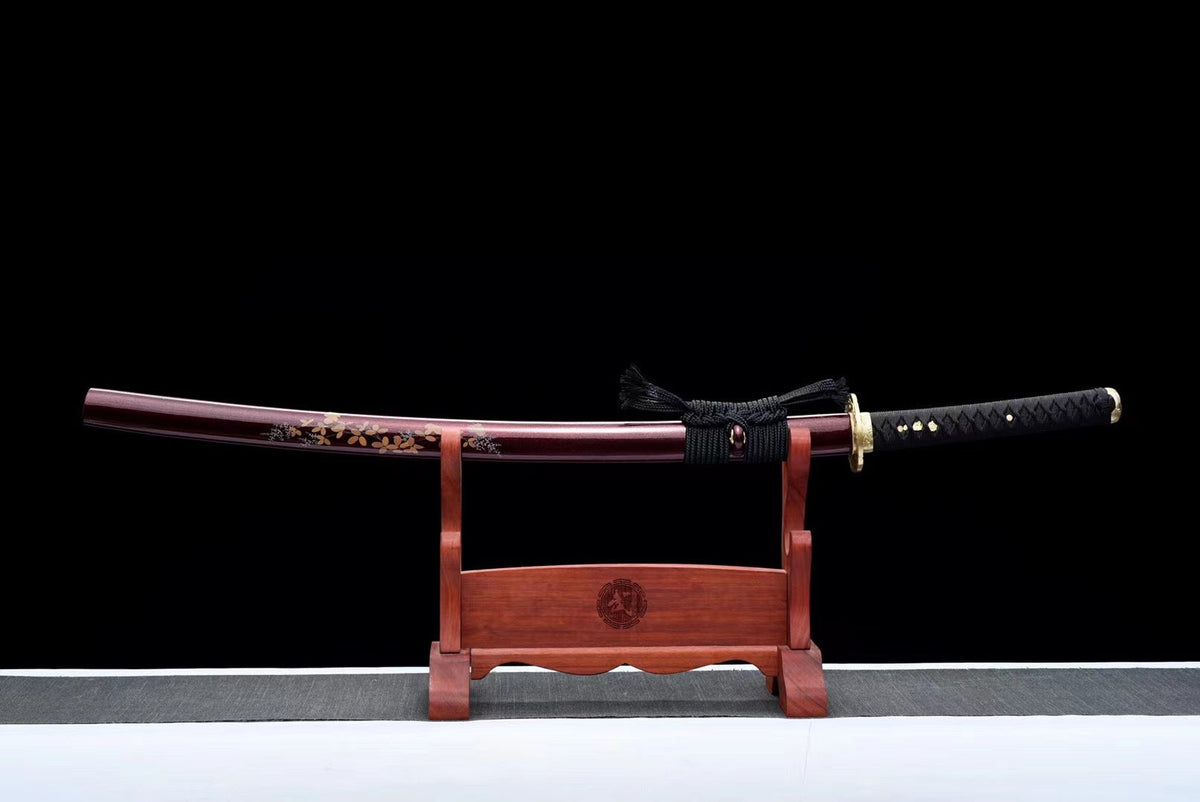 Gōrudo ゴールド Katana – Gold Damascus Steel, Brass Tsuba – view 3