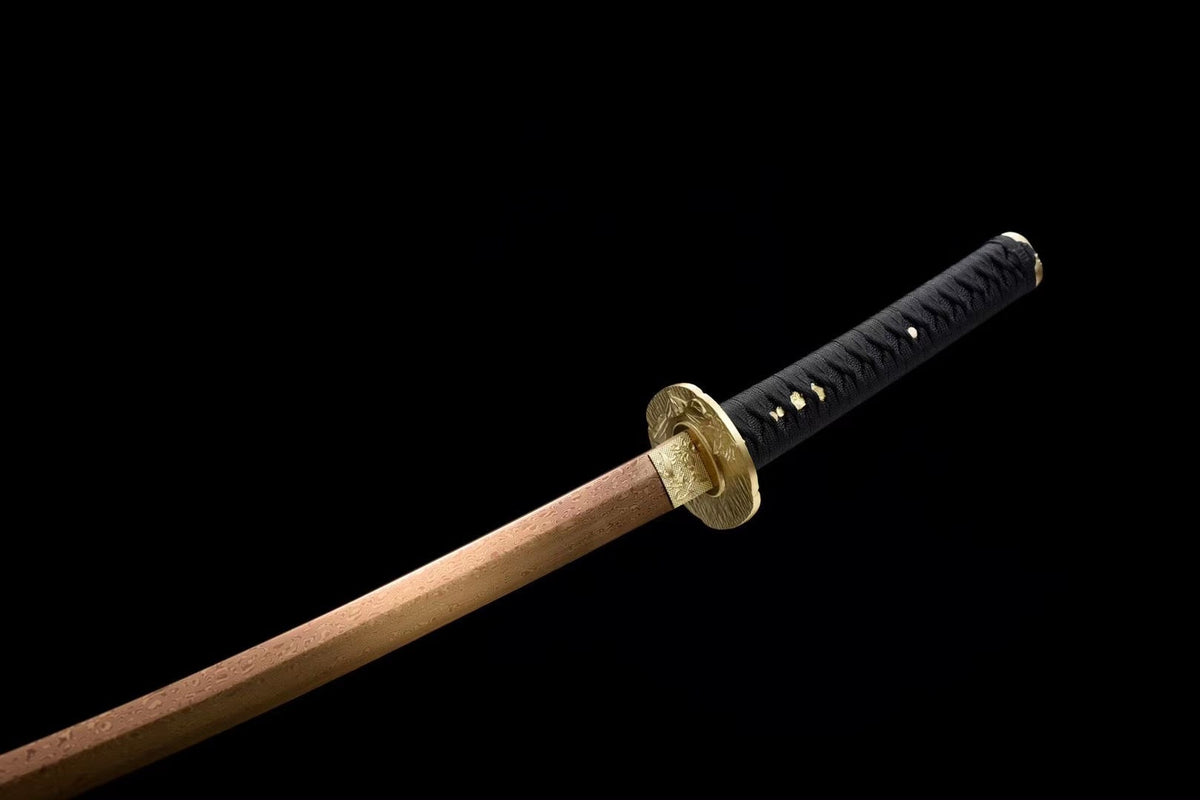 Gōrudo ゴールド Katana – Gold Damascus Steel, Brass Tsuba – view 5