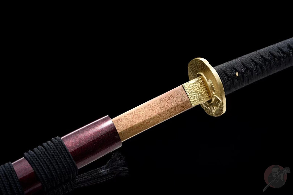 Gōrudo ゴールド Katana – Gold Damascus Steel, Brass Tsuba – view 6