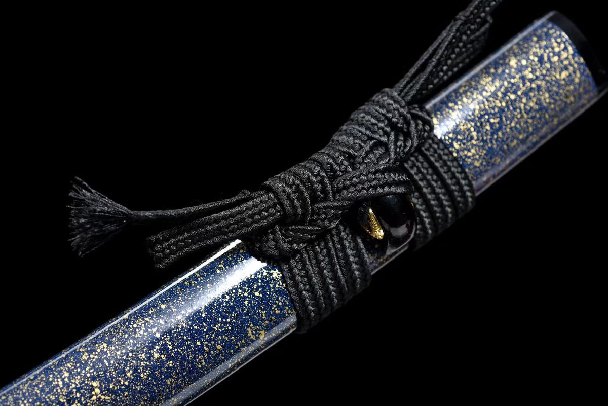 Ao 青 Wakizashi – Damascus Steel, Ebony Saya – view 8