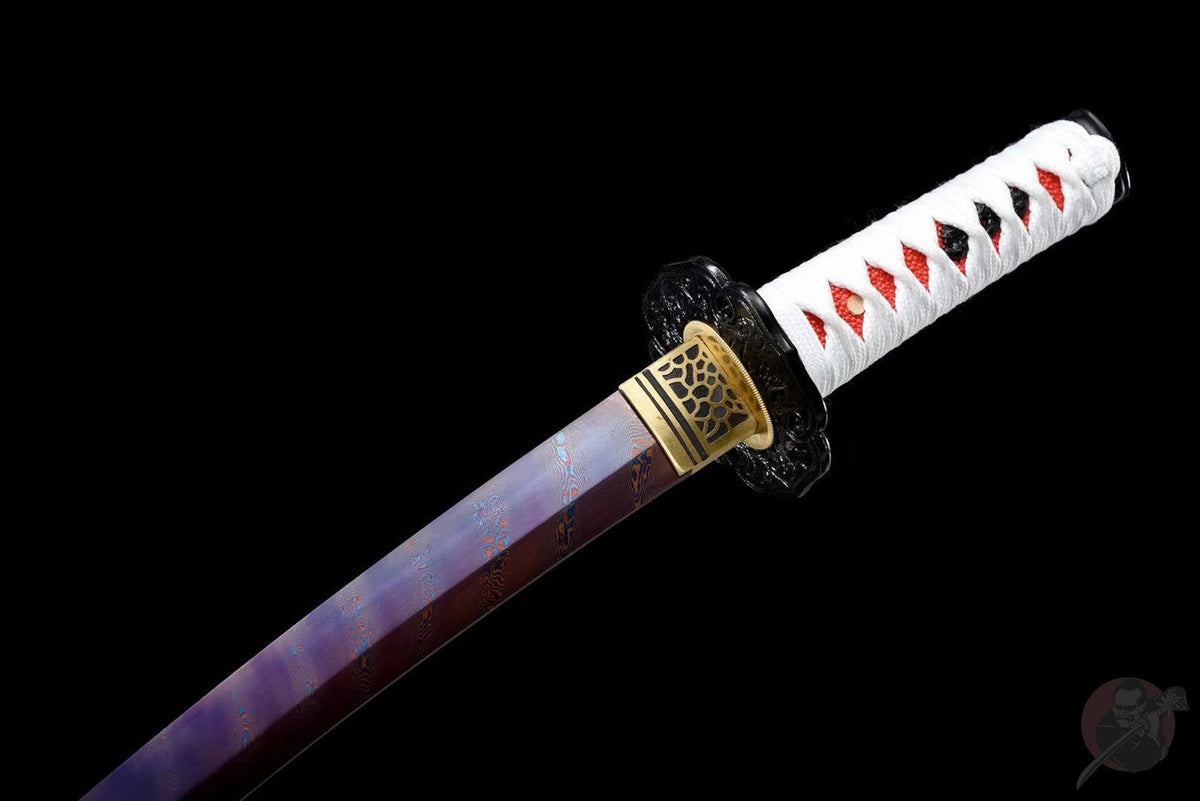 Tantō Sakura 桜 – Damascus Steel with Blue Reflections – view 6