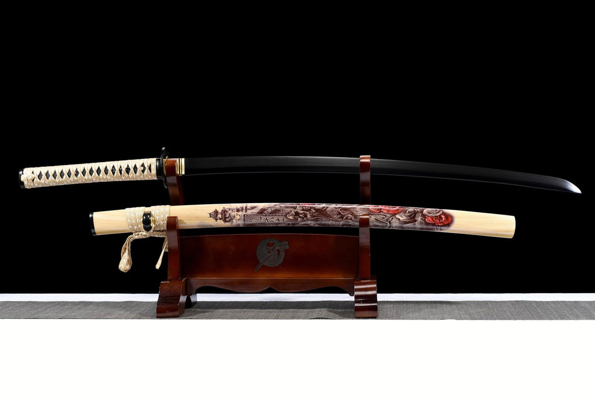 Jin 寺院 Katana – Black Blade, Edo-Style Saya – view 3