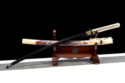 Jin 寺院 Katana – Black Blade, Edo-Style Saya – view 4