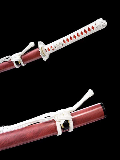 Purple Dragon Katana – 1060 Steel, Bo-hi, Red Saya – view 5