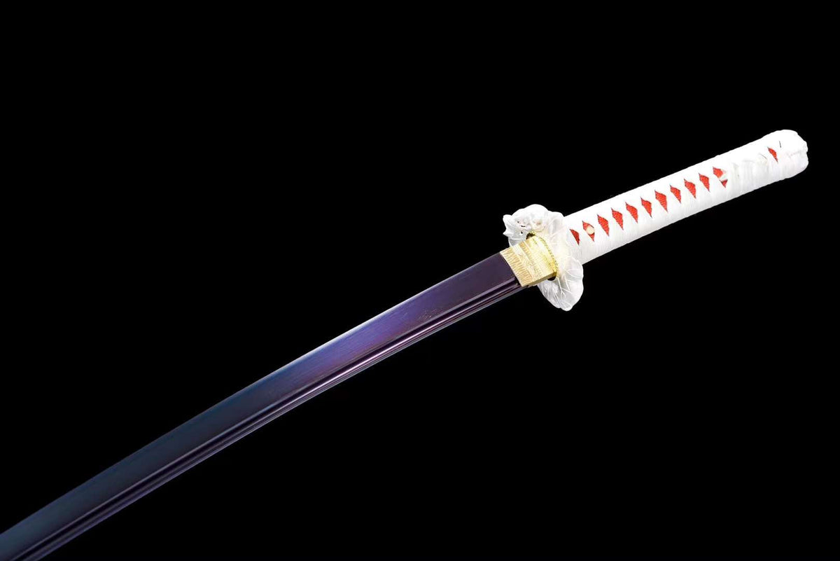 Purple Dragon Katana – 1060 Steel, Bo-hi, Red Saya – view 6