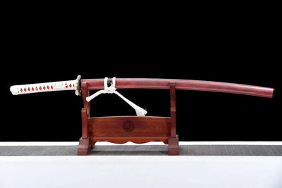 Purple Dragon Katana – 1060 Steel, Bo-hi, Red Saya – view 2
