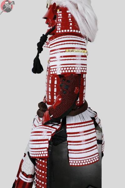 Aka Samurai Armour – Red Metal Kabuto, Menpo and Do – view 7