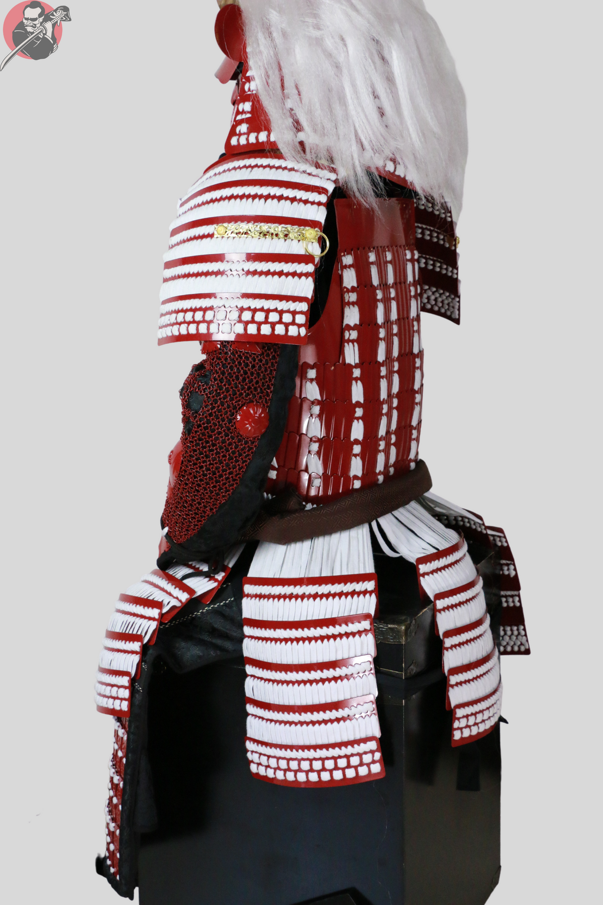 Aka Samurai Armour – Red Metal Kabuto, Menpo and Do – view 8