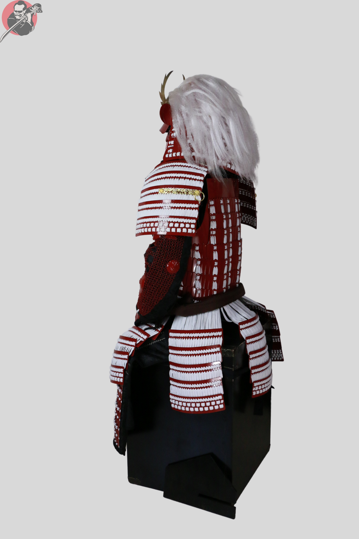Aka Samurai Armour – Red Metal Kabuto, Menpo and Do – view 6