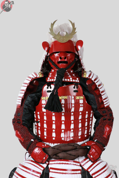 Aka Samurai Armour – Red Metal Kabuto, Menpo and Do – view 10