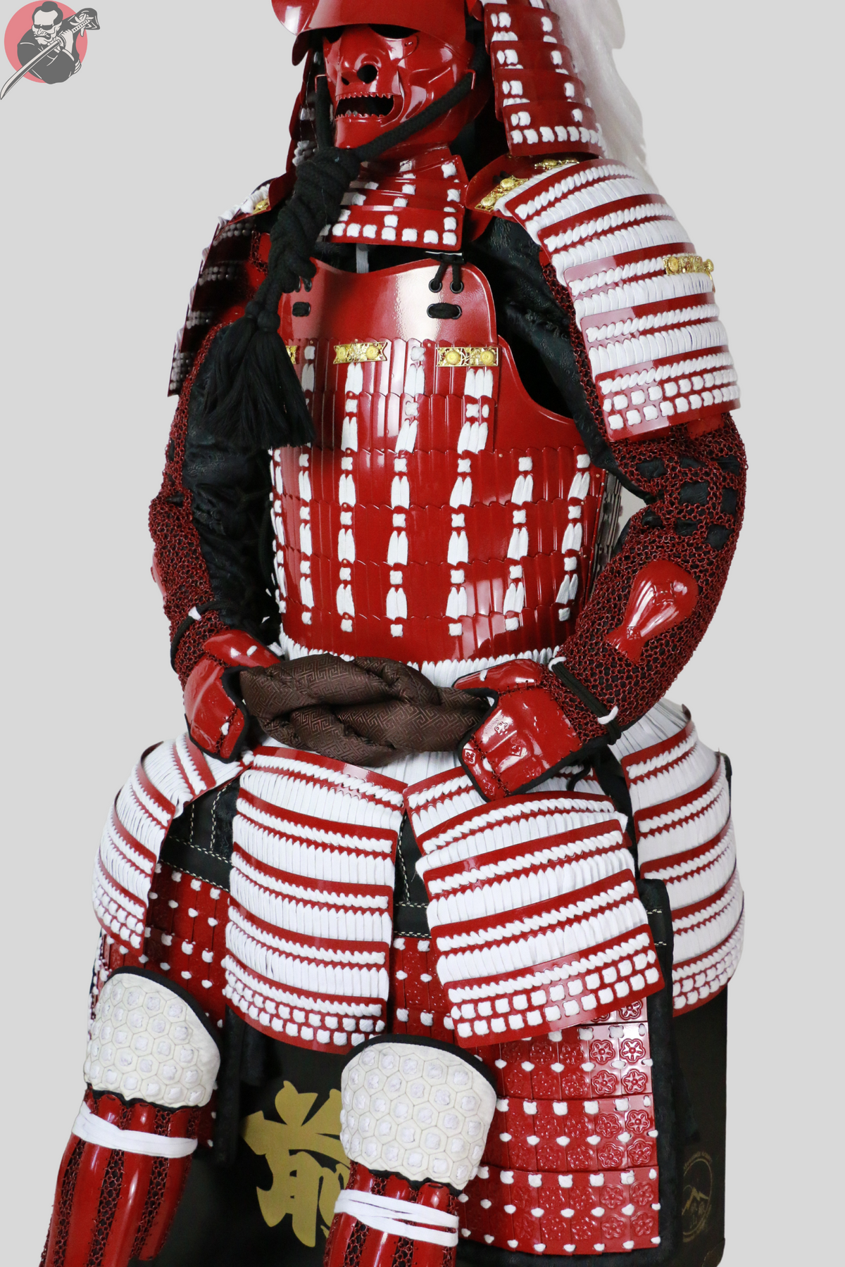 Aka Samurai Armour – Red Metal Kabuto, Menpo and Do – view 12