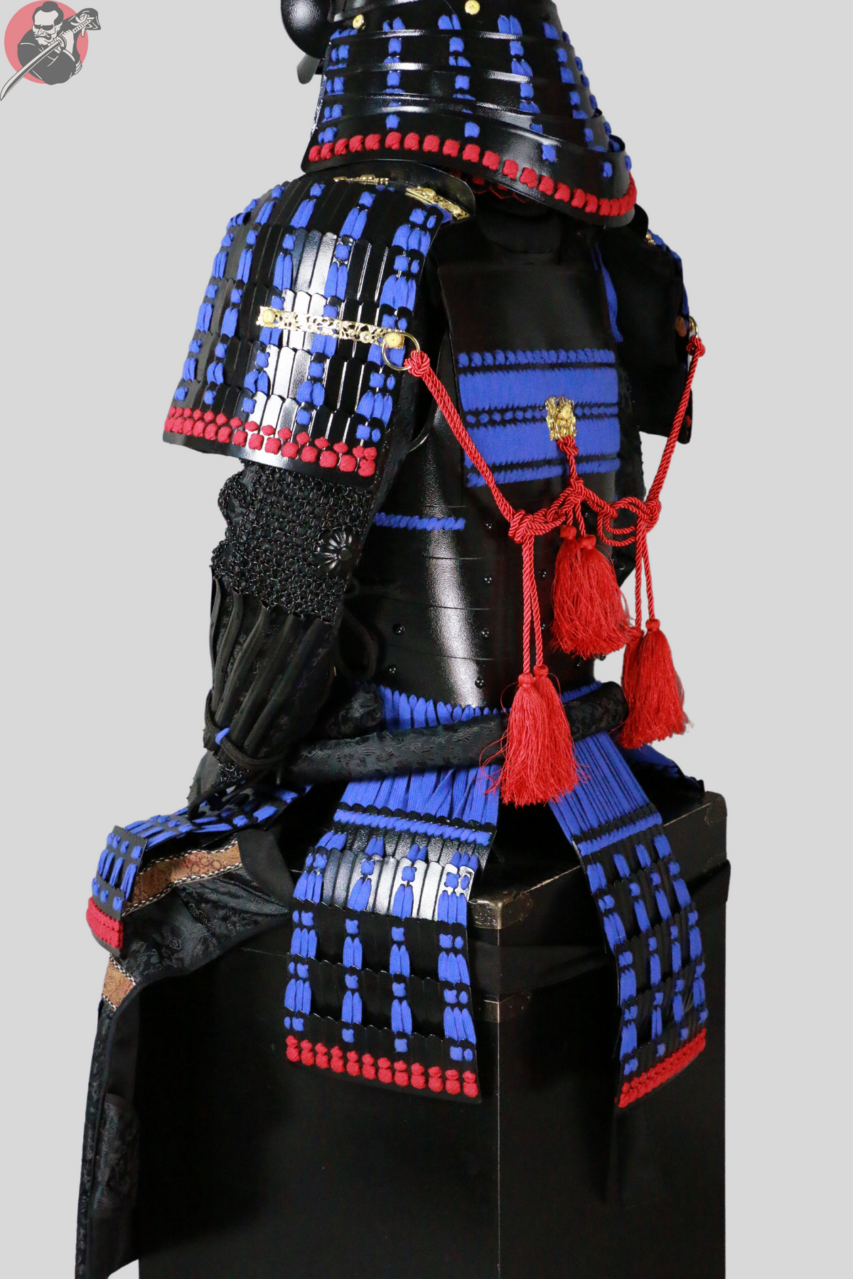 Samurai Armour Uesugi Kenshin – Black, Blue & Gold, Display Stand – view 8