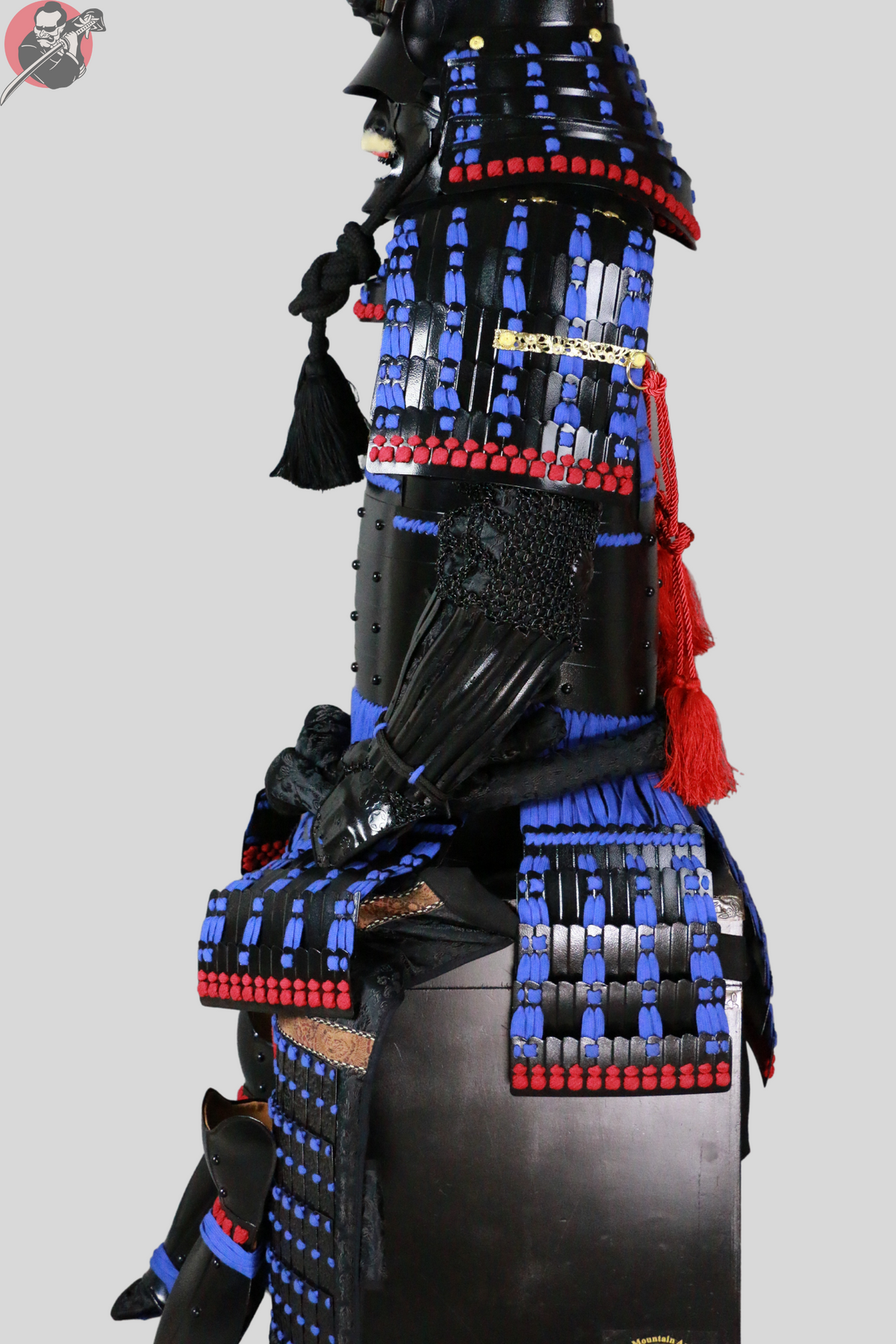 Samurai Armour Uesugi Kenshin – Black, Blue & Gold, Display Stand – view 9