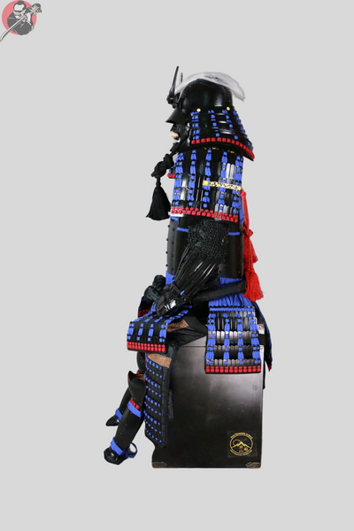 Samurai Armour Uesugi Kenshin – Black, Blue & Gold, Display Stand – view 4