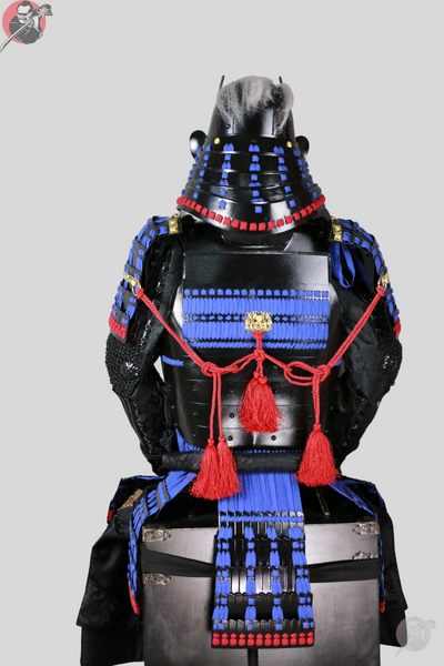 Samurai Armour Uesugi Kenshin – Black, Blue & Gold, Display Stand – view 5
