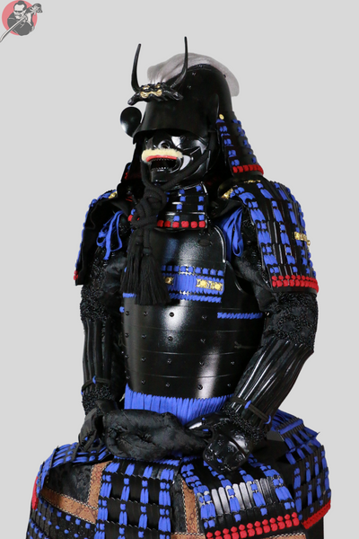 Samurai Armour Uesugi Kenshin – Black, Blue & Gold, Display Stand – view 7