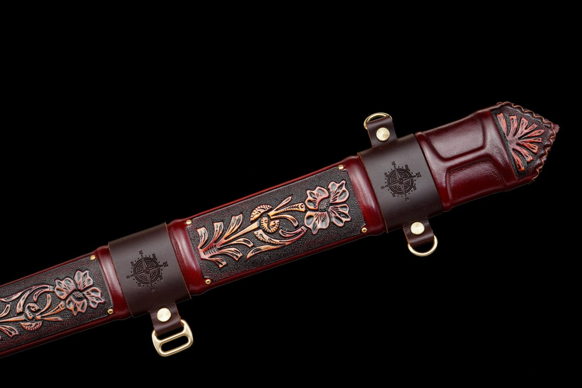 Crimson Lion Longsword — Damascus Steel, Crimson Scabbard – view 6