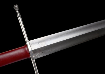 Crimson Lion Longsword — Damascus Steel, Crimson Scabbard – view 13