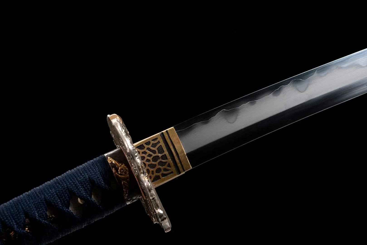 Kengen 権限 Katana – San-Mai T10 & Damascus Steel, Green Saya – view 5