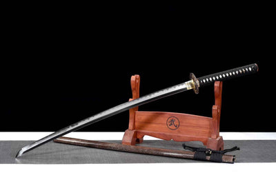 Dentō 伝統 Katana — Damascus and T10 Composite Steel – view 3